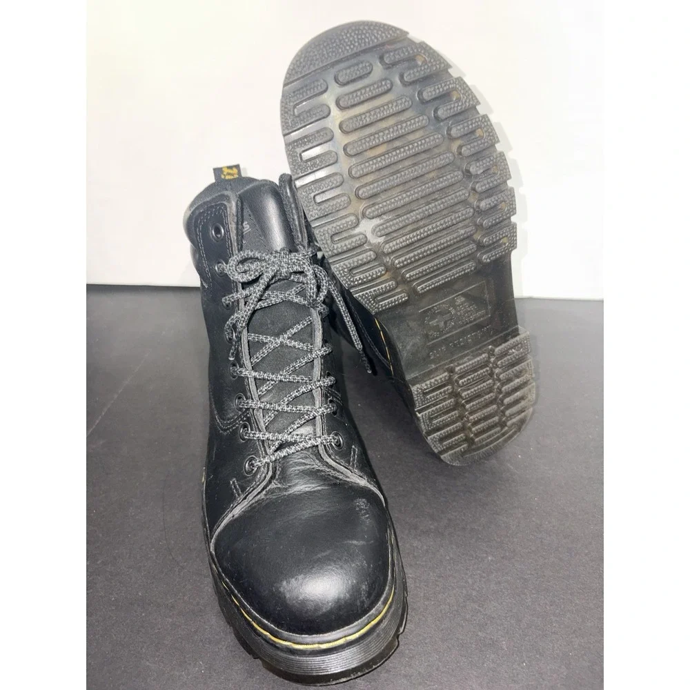 Dr. Doc Martens Steel Toe Boots Womens 7 US Black Leather ASTM F2413-18